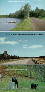 C1960 Fishing Bears Castle Rock Greetings Mauston WI Wisconsin Postcard LOT 3 - Picture 1 of 7