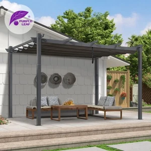 PURPLE LEAF 2.7 x 4 M Outdoor Retractable Pergola Against The Wall for Patio - Picture 1 of 9