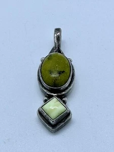 Vintage Navajo Sterling Silver Bumblebee Jasper & Butterscotch Amber Pendant - Picture 1 of 9