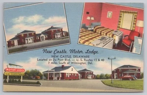 New Castle Motor Lodge in New Castle Delaware DE c1940s Postcard - Picture 1 of 2