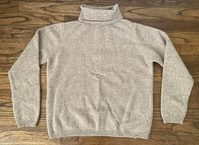 Suéter feminino LL Bean gola alta lã merino angorá cabelo de coelho médio bege - Imagem 1 de 4