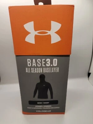 Under Armour 1365685 Men's UA ColdGear Base 3.0 Top Baselayer Hoodie, Black 2XL - Image 1 of 2