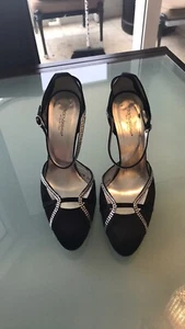  DOLCE & GABBANA Schuh Sandalen schwarz Kristall Plateau 40/10 High Heels  - Bild 1 von 10