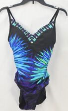 With Tags Aqua Green Women's V-neck One Piece Swimsuit Black/blue M 8 10
