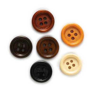 4 hole solid round wooden buttons for sewing clothing handwork crafts 10-25mm - Image 1 of 4