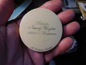 ANTIQUE L OERTLING SILVER ASSAY SCALE WEIGHTS IN CELLULOID BOX, LONDON, ENGLAND - Picture 1 of 8