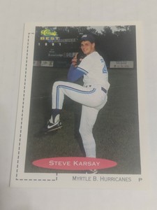 1991 STEVE KARSAY Myrtle Beach Hurricanes Card! Blue Jays Christ The King HS, NY