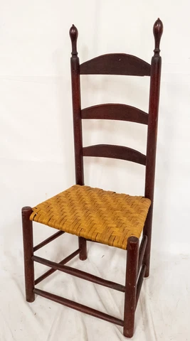 Antique American Primitive Red Painted Ladder Back Chair Cover
