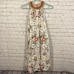 Belle Badgley Mischka Dress 0 Embroidered Floral Print Lace Sleeveless Lined NWT - Picture 1 of 9