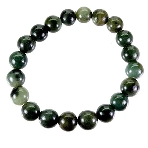 Elastic Bead Bracelet Jadeite Jade 11mm Handicraft Gemstone 8inches - Picture 1 of 13