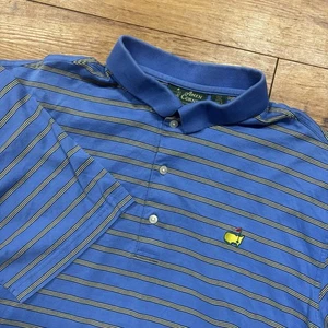 Vintage Mens Large Masters Polo Shirt Augusta National Striped Short Sleeve Golf - Picture 1 of 6