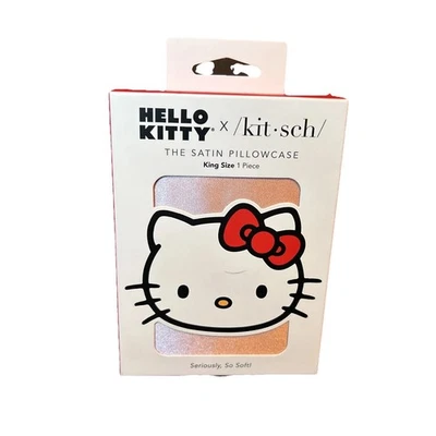 Funda de almohada Hello Kitty Kitsch the Satin tamaño king con lazo para gatitos NUEVA EN CAJA Foto 1 de 4