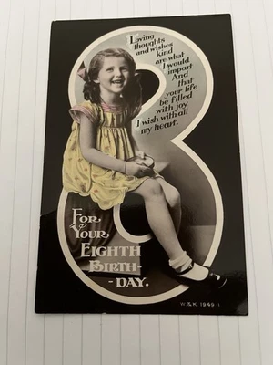 Vintage Eight Birthday Postcard 1949 Real Photograph - Image 1 of 2