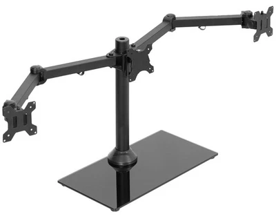 VIVO Black Triple Monitor Mount Stand w/ Glass Base | Holds 3 Screens up to 24" - Image 1 of 4