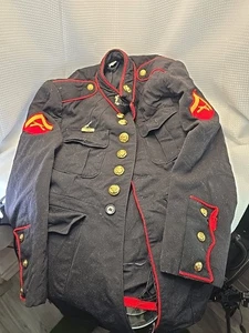 USMC Mens Wool Dress Coat Marine Corps Uniform Jacket Vintage Military Sz 39R - Picture 1 of 11