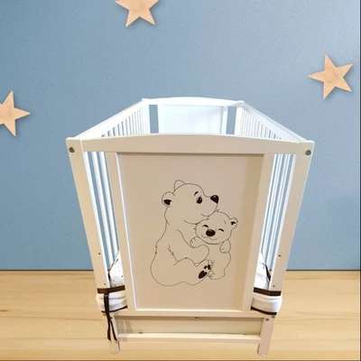 Bear Baby Cot with drawer, mattress protector, bedsheets 🌟 - Image 1 of 4