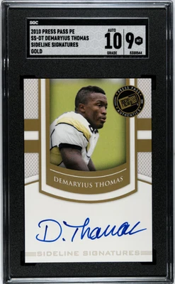 2010 Press Pass Pe #SS-DT Demaryius Thomas Sideline Sigs. Gold SGC 9 - Image 1 of 2