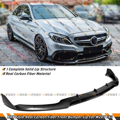 Para 2015-21 Mercedes Benz W205 C63 AMG S fibra de carbono estilo BRB para-choque dianteiro lábio - Imagem 1 de 4