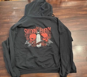 Sudadera con Capucha De Colección Y2k Enemigo Jurado Metalcore Death Metal ¡Rara! Calaveras con cremallera completa 2xl  - Imagen 1 de 10
