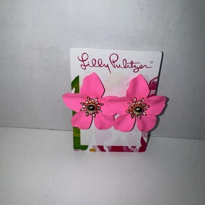 Новый с Ярлыками женская Lilly Pulitzer большого размера орхидеи цветок серьги Roxie розовый # 88189 - Изображение 1 из 4