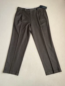Pantalones para hombre Enzo Mantovani Zignone 38x32 marrón melange lana cachemir plisados nuevos con etiquetas - Imagen 1 de 11