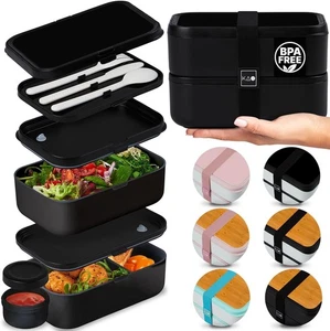 Premium Bento Box Adult Lunch Box with Compartments Fully Leakproof Double 67oz - Picture 1 of 8