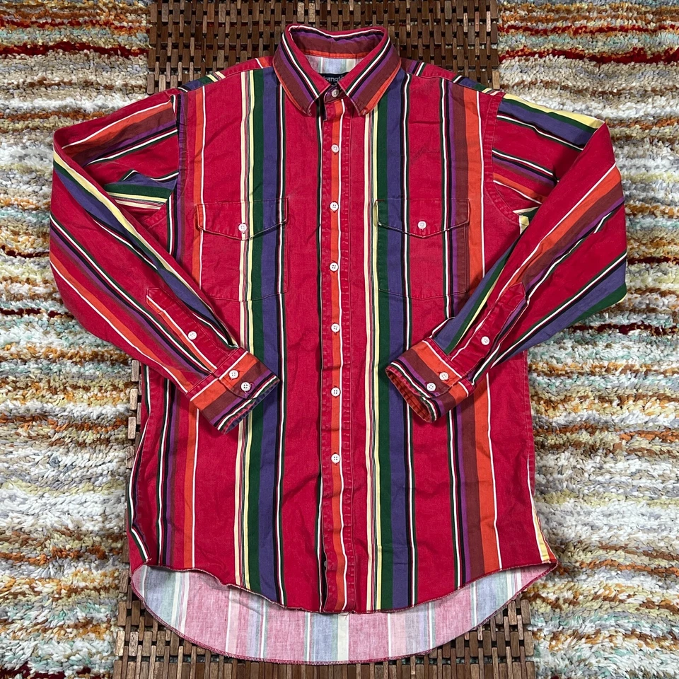 VTG Wranger Striped Button Down Long Sleeve Shirt 15 1/2 Red Men's Medium M - Image 1 of 3