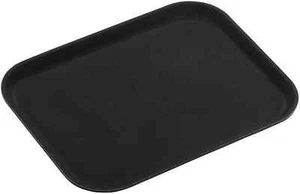 Black Plastic Large 35 x 25cm Fast Food Tray Drinks Snack TV Serving Dinner Lap - Picture 1 of 8