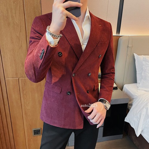 OFF WHITE Tuta uomo velluto a coste nuova doppiopetto tuta giacca slim casual business cappotti