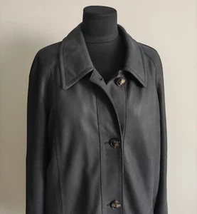 CHRIST Womens Real Nubuck Leather Gray Button Jacket Coat Size 40 - Picture 1 of 11