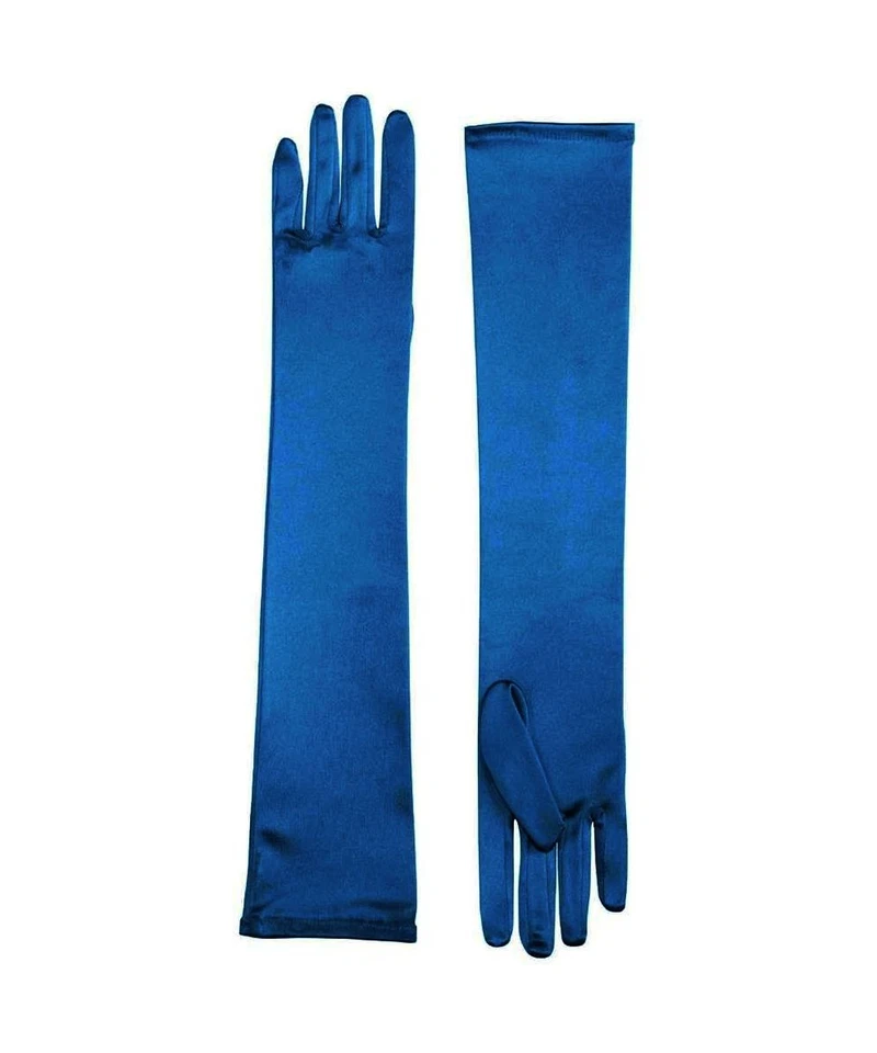 GUANTES DE VESTIR LARGOS AZULES DE NAILON PARA MUJER ADULTA HASTA EL CODO ALETA BODA Foto 1 de 1