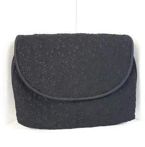 Carlos Falchi Sport Black Floral Ivy Brocade Makeup Case Clutch Purse Mirror - Picture 1 of 11