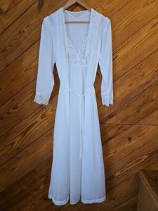 OLGA Vtg Peignoir Nightgown And Robe Sz S Lace BRIDAL Set - Picture 1 of 16