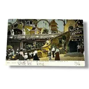 Postal Helter Skelter Luna Park Coney Island New York Glitter c1906 C364 - Imagen 1 de 2