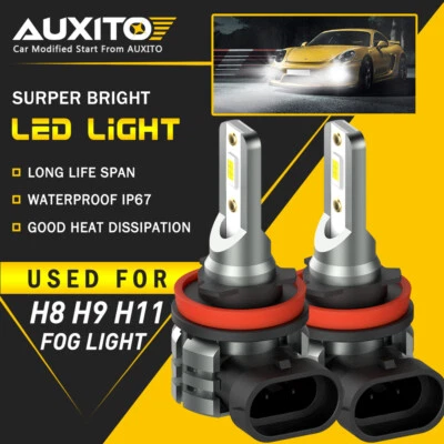 2X AUXITO H11 H16 H8 LED Luz de Conducción Antiniebla 6000K Bombilla Súper Brillante DRL Blanco L3A Foto 1 de 4