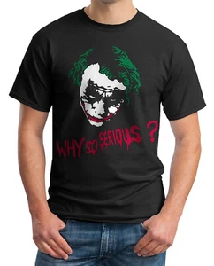 JOKER T-SHIRT - Why so Serious? - BATMAN - Heath Ledger - 3 colour print - Mens  - Picture 1 of 3