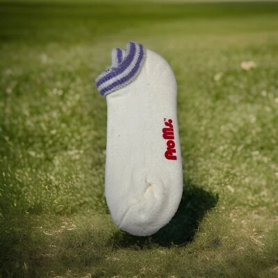 VTG Womens Sport Socks Pro Ms.  9-11 White /Purple Low Cut USA Terry Ankle 80's - Image 1 of 4