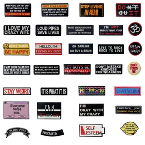 Embroidered Iron Sew On Clothing Patch word Alphabet logo appliques for Jeans - Picture 1 of 56
