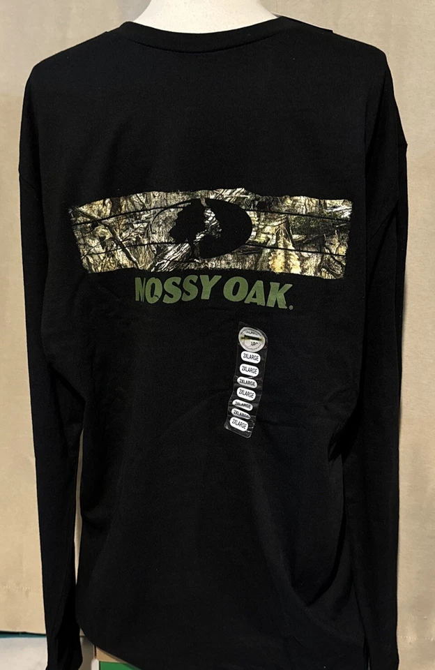 Мужская футболка Mossy Oak 2XL с длинным рукавом черная с камуфляжным логотипом - Изображение 1 из 4