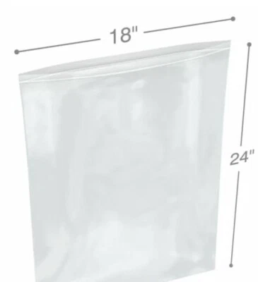 25 18"x24" SACOS TRANSPARENTES 2MIL COM ZÍPER FECHO SUPERIOR SACOS PLÁSTICOS POLI FECHÁVEIS - Imagem 1 de 4