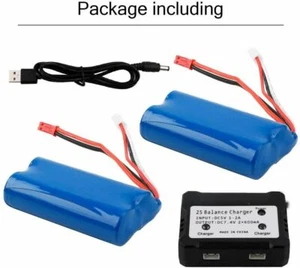 Batería de iones de litio de 1500 mAh 7,4 V 2 piezas con enchufe JST para coche radiocontrol barco helicóptero MJX T10 - Imagen 1 de 6