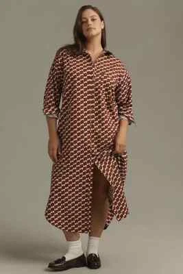 NWT Anthropologie Maeve The Soren Printed Cotton Long-Sleeve Shirt Dress 1X - Image 1 of 4