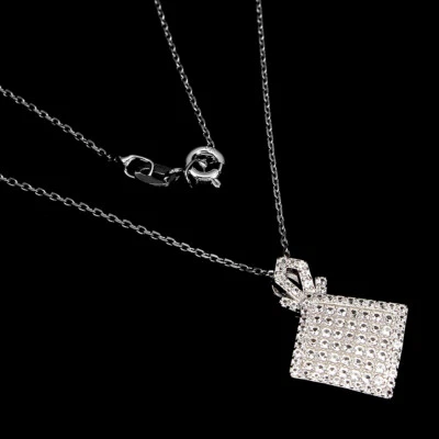 925 Sterling Silver Necklace Round White Topaz Gemstone Jewelry 18 - Image 1 of 4