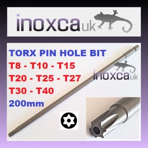 200mm TORX STIFTLOCH BIT T8 T10 T15 T20 T25 T27 T30 T40 CR-V 1/4" SECHSKANTANTRIEB CR-V - Bild 1 von 1