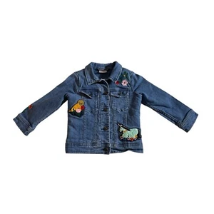 Hanna Andersson Girls Sherpa Lined Novelty Denim Jacket With Appliques US 5 - Picture 1 of 7