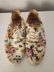 Vintage Coasters Sneakers Shoes Womens 9 Canvas Floral Lace Up - Picture 1 of 20