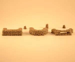 Produits MP Sandbags Wall Emplacement 1/72 Scale, 3pcs + 3 stumps Wargame #7209 - Picture 1 of 6
