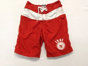 U-Surf Swim Trunks Men’s Size Medium Red White Polyester Mesh Lined Drawstring   - Picture 1 of 4