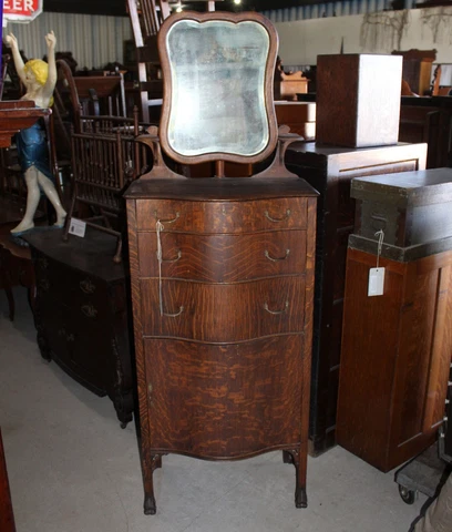 Antique Oak Lingerie Chest - with adjustable bevel mirror - original finish Cover