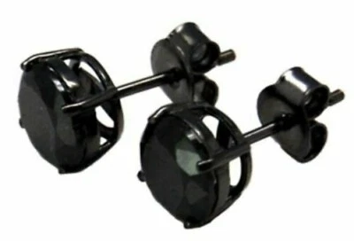 2 ct. Black Onyx Round Stud Earrings ~ Black Rhodium  - Image 1 of 2